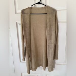 SHEIN Light Beige Open-Front Long Cardigan